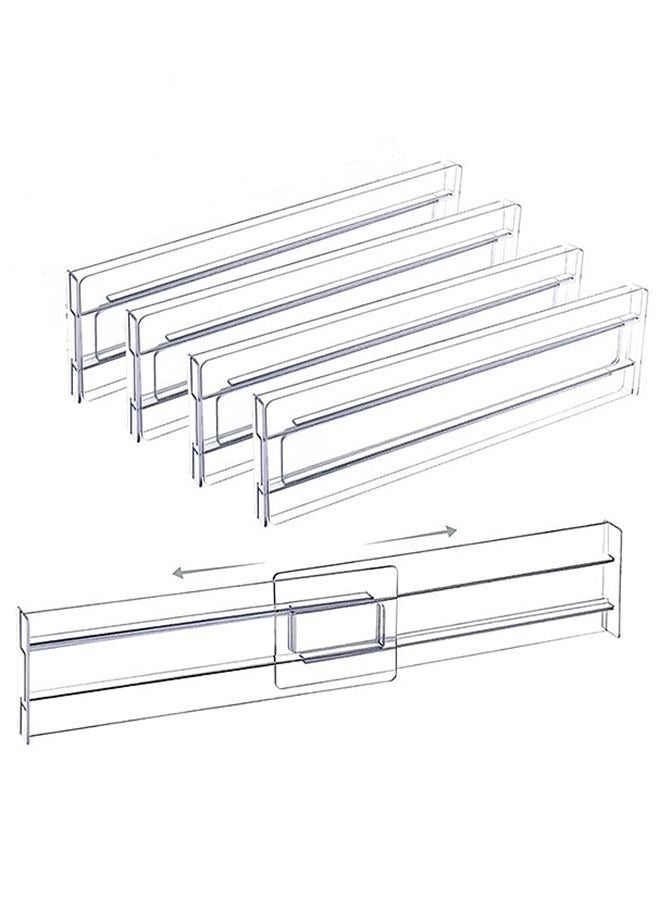 Expandable Drawer Divider 4PCS Clear Kitchen Separators Adjustable 27.5-52cm dresser organizer Separators for Divide Kitchen Utensils Clothes Cosmetics Stationeries - Image 1